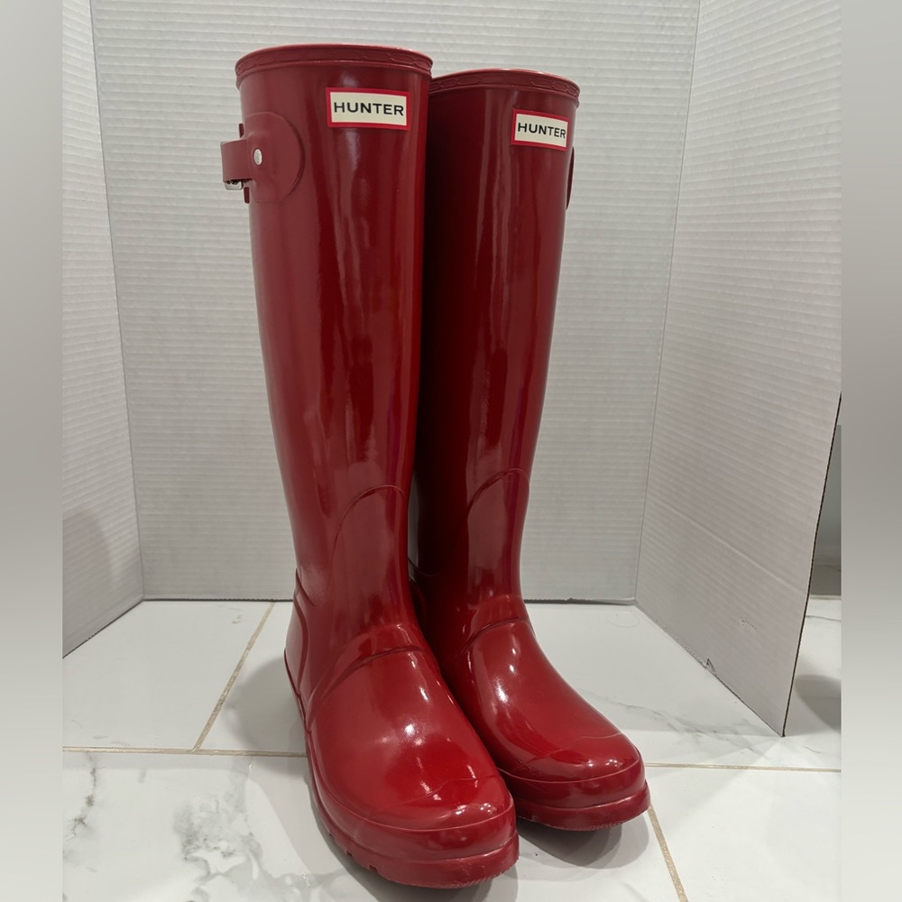 Hunter Red Patent Rain Boots